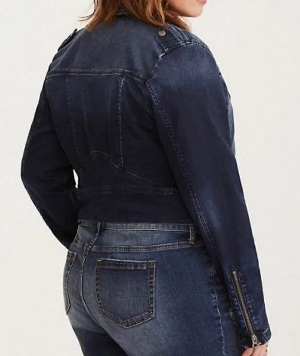 Torrid Denim Crop Moto Jacket - Image 2