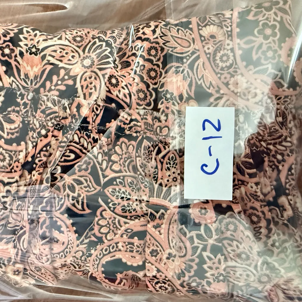 SHOP NEIGHBOR BOHO Babydoll Paisley Tiered Sleeveless Mini Dress sized Medium Pink - Image 12