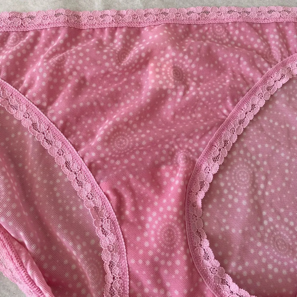 Old Navy Pink Circle Print Mesh Lace Trim Bikini Size Large - Image 2