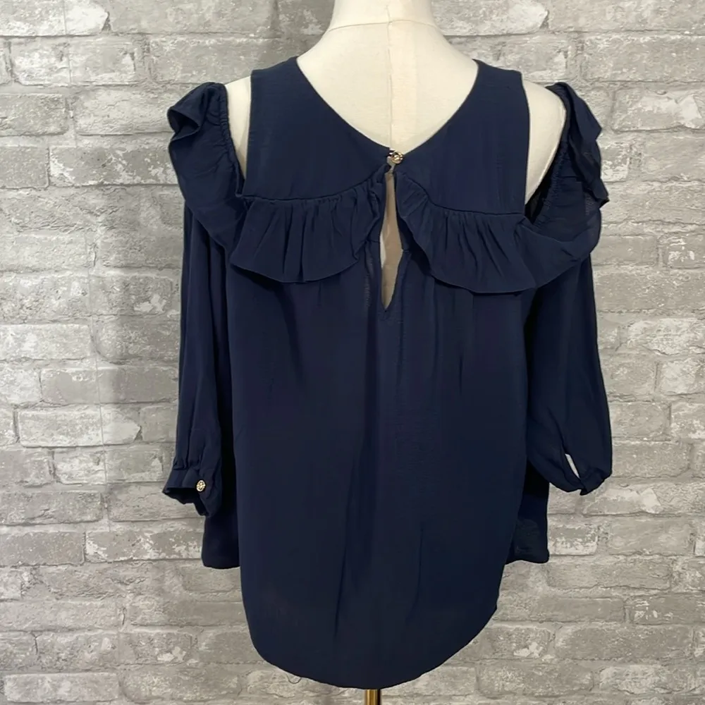Anthropologie Maeve Brearly Cold Shoulder
Ruffle Top - Image 6