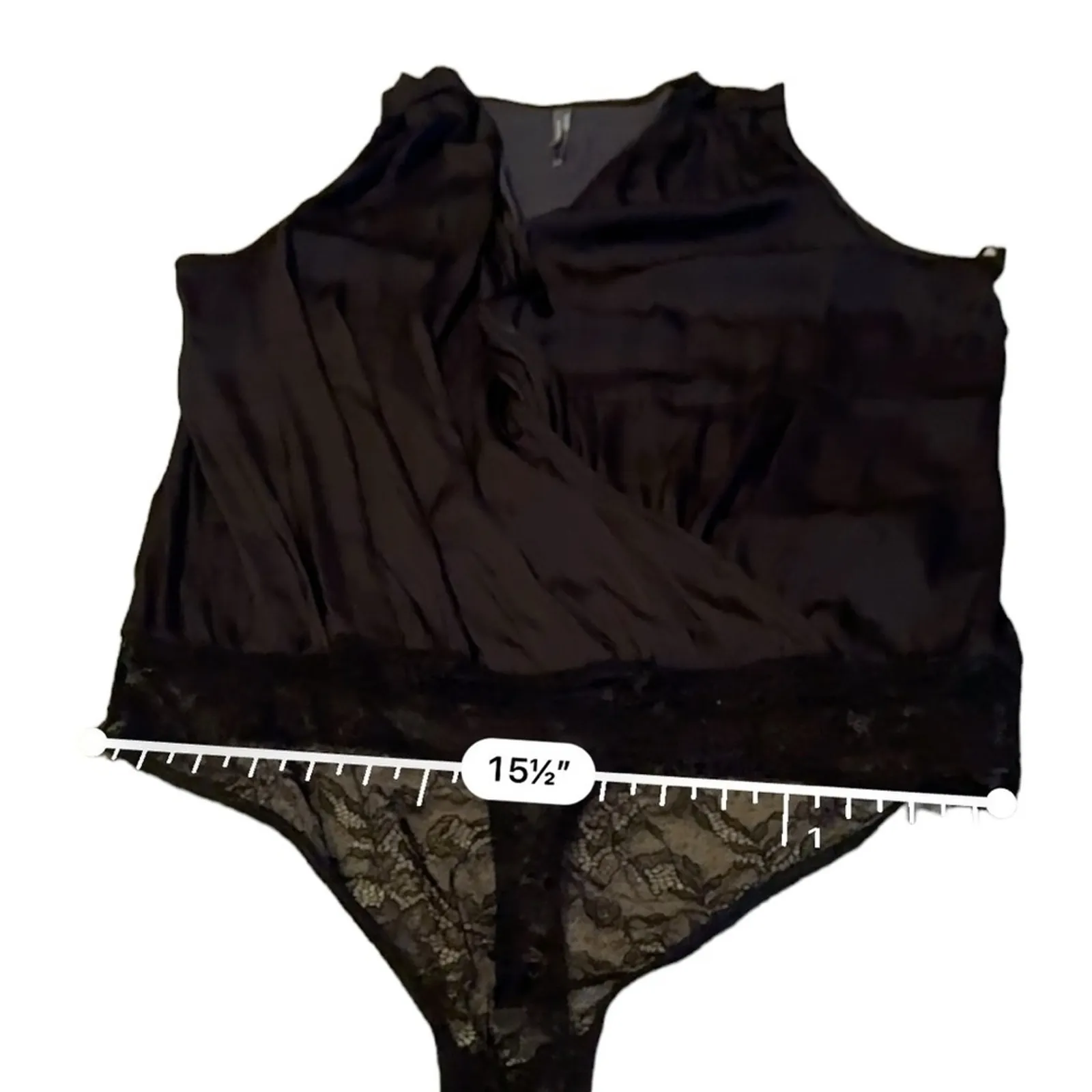 Anthropologie Yara Surplice‎ Black Lace Wrap-Over Front Bodysuit Sz L NEW - Image 13