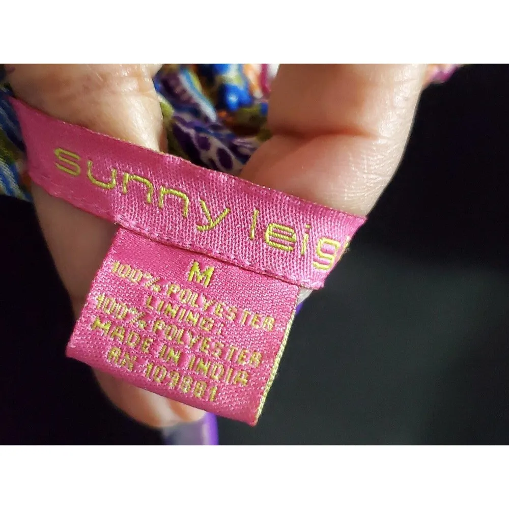 Sunny Leigh Women Multicolor Polyester Off The Shoulder Knee Length Dress Size M - Image 8