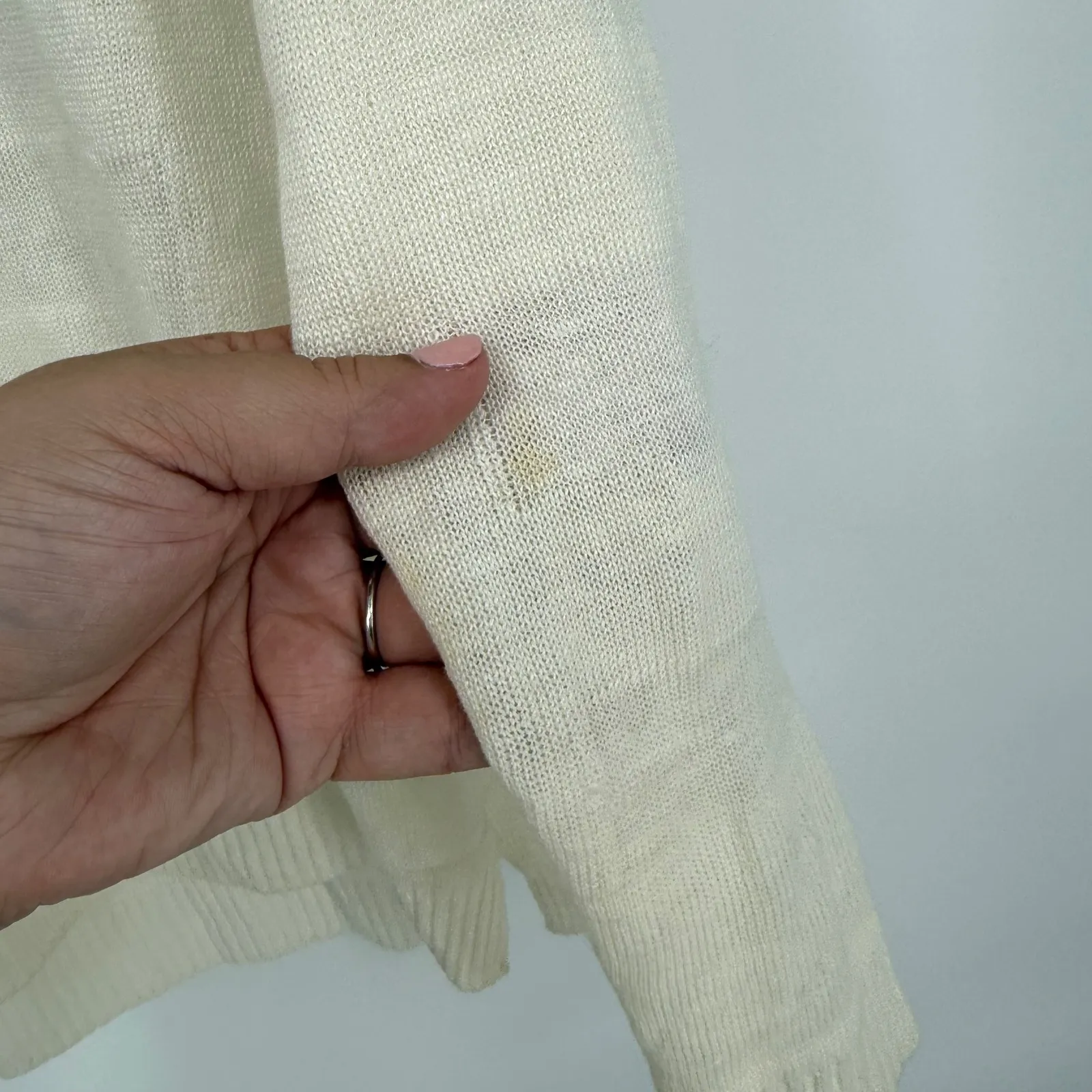 Vince Cream Striped Lightweight Linen Blend Sweater Size S - Image 6