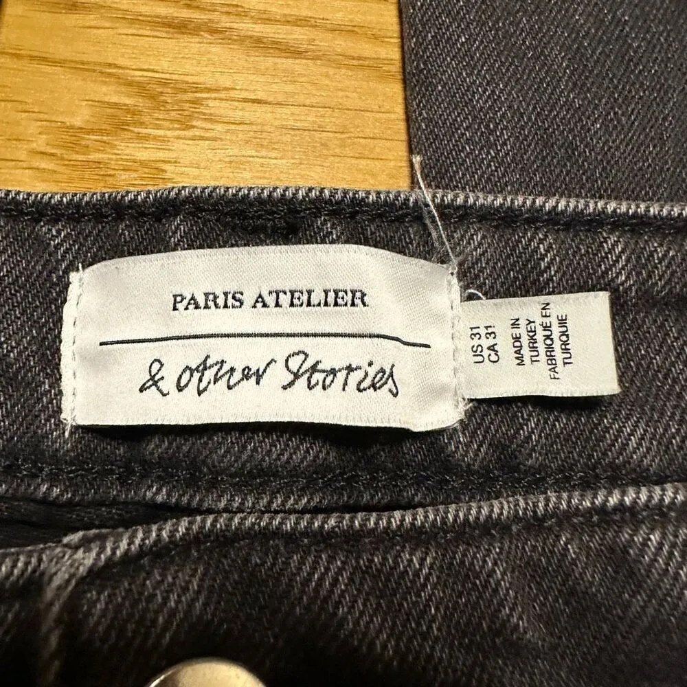 NWT Paris atelier & other stories high waist flare black jeans 31 - Image 2