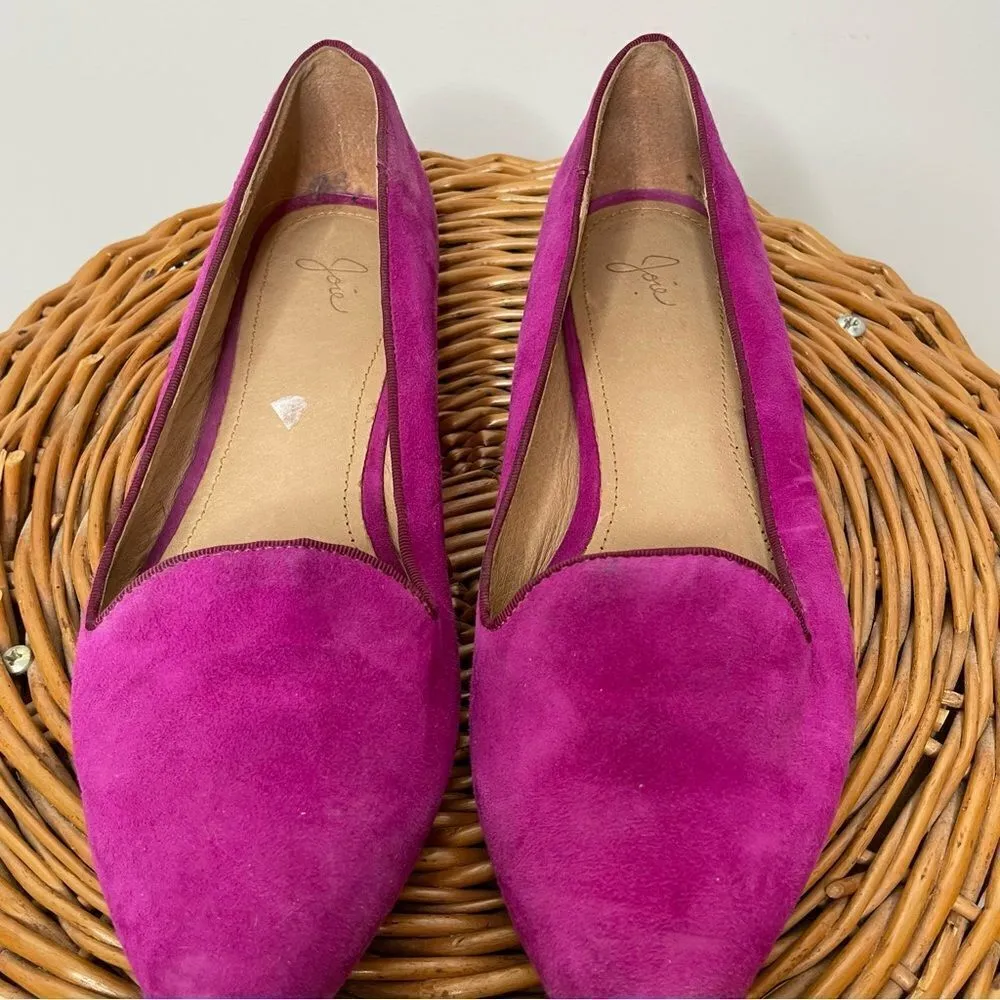 Joie Day Dreaming Suede‎ Flat Loafers Berry RARE Point Toe Slip On 37.5 37 1/2 - Image 3