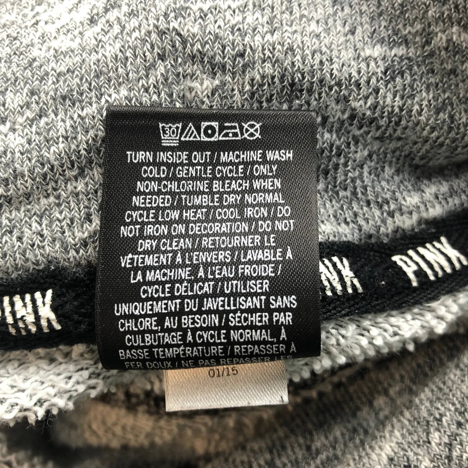 VS Pink Women's Funnel Neck Sweatshirt Long Sleeve Gray/Black Size XS Gray - Image 8