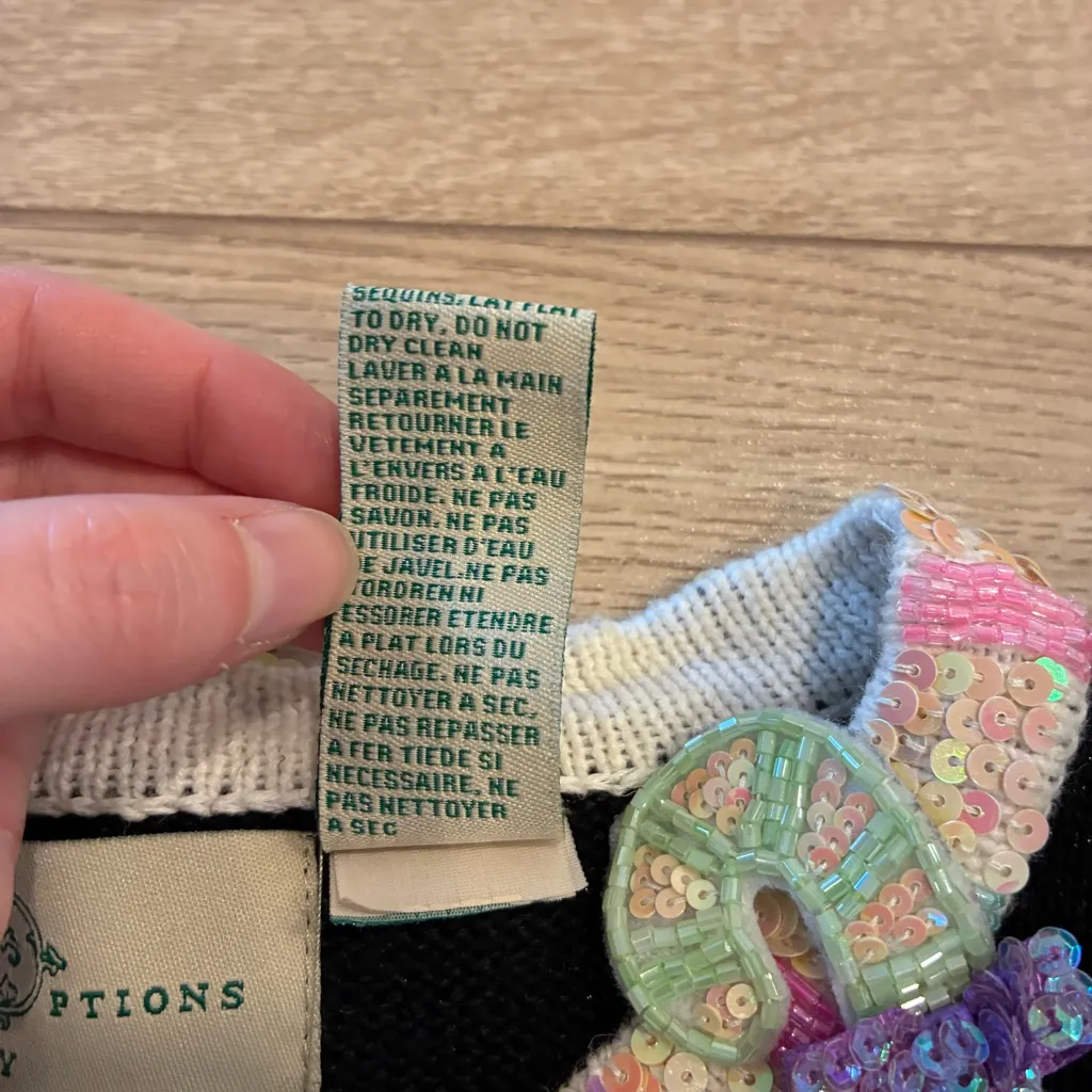 Design Options Philip Jane Gordon Christmas Candy Cane Sequin Cardigan Size XL Black - Image 2