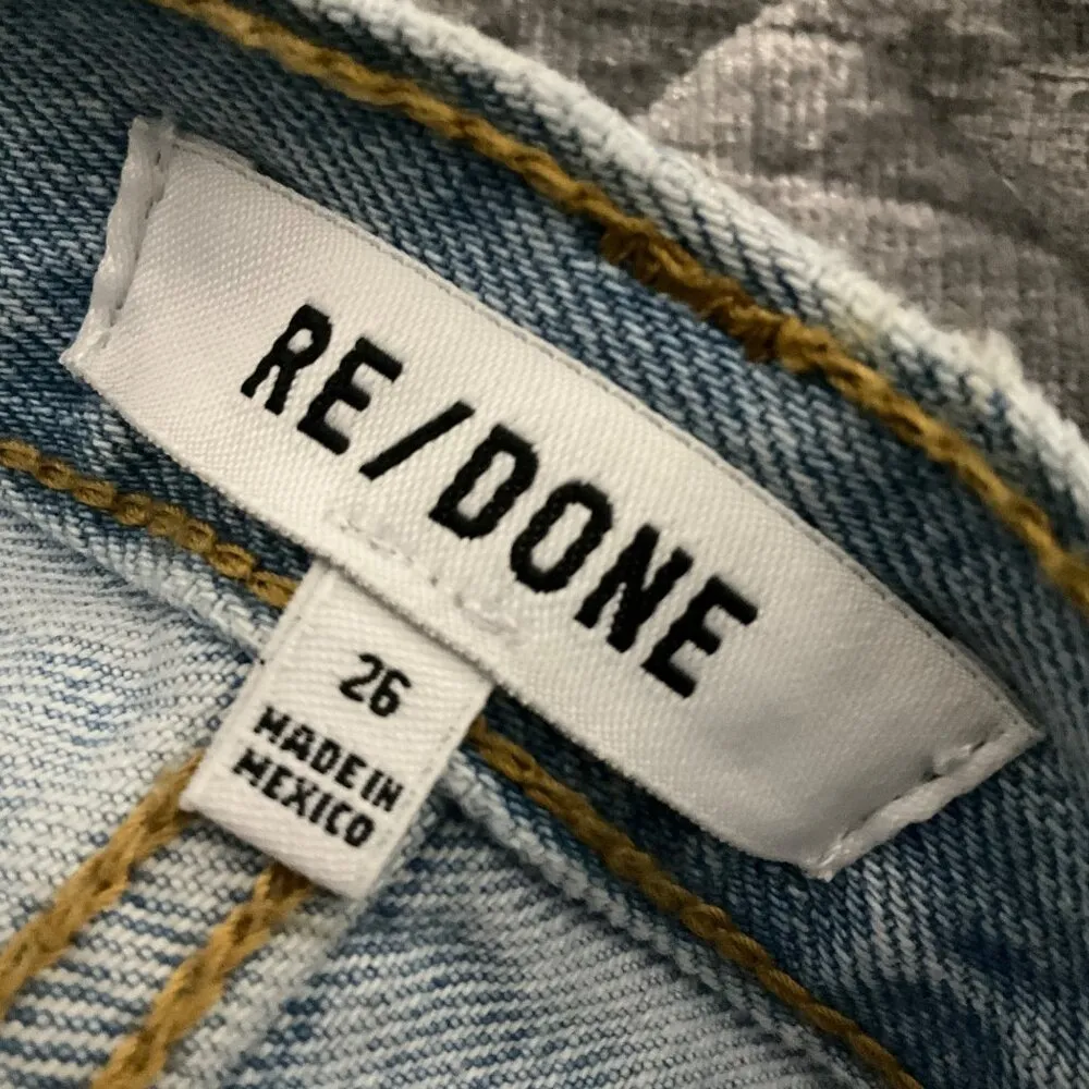 Re/Done 70s Stove Pipe High-Rise size 26 Denim Jeans surf blue destroyed button - Image 6