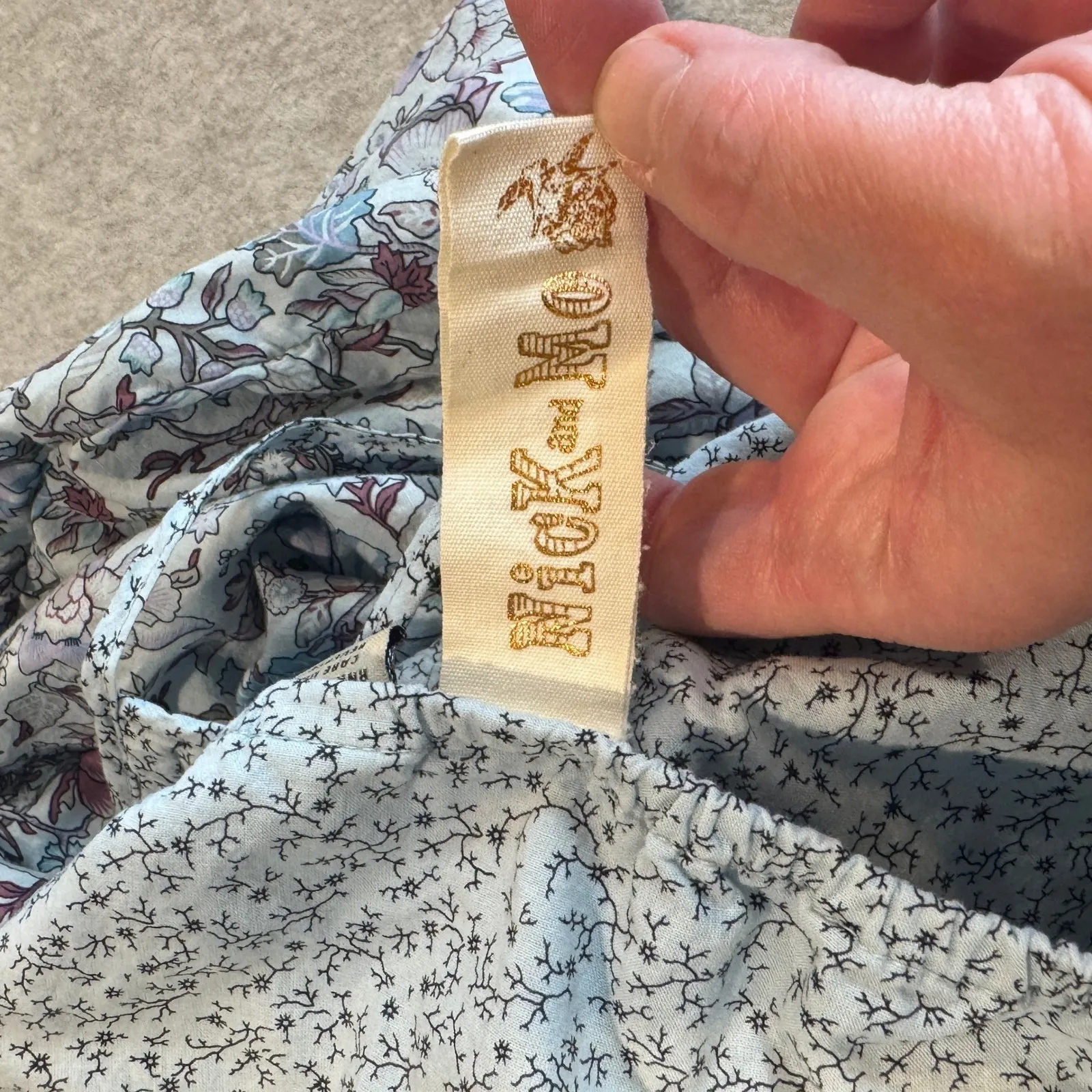 Nick and Mo Ruffle Tiered Midi Dress Womens Small Blue Cotton Floral Country - Image 9