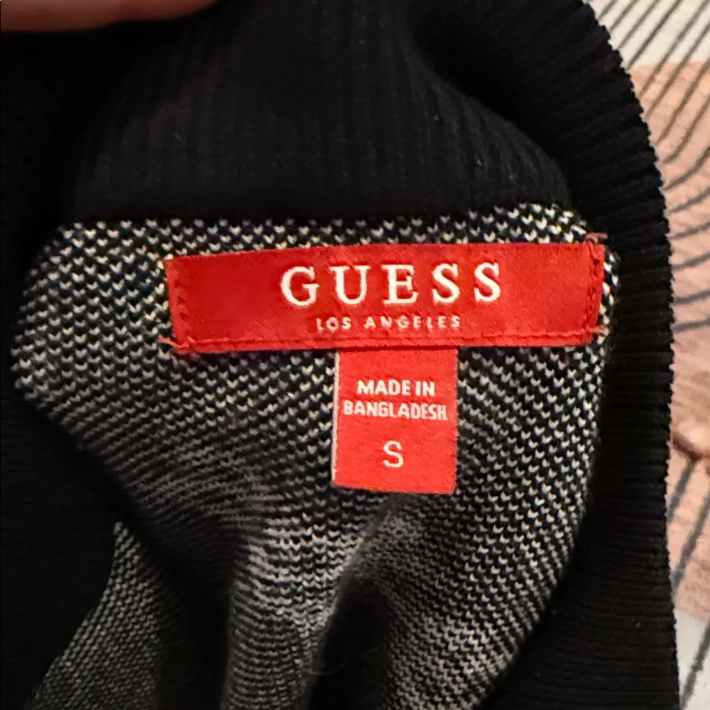 Guess  Black Zip-Up Sweater with Logo Pattern size small - Image 3