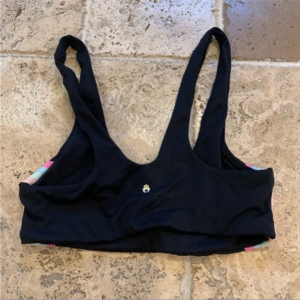 Spiritual Gangster Black Rainbow Stripe Shakti Sports Bra S - Image 5