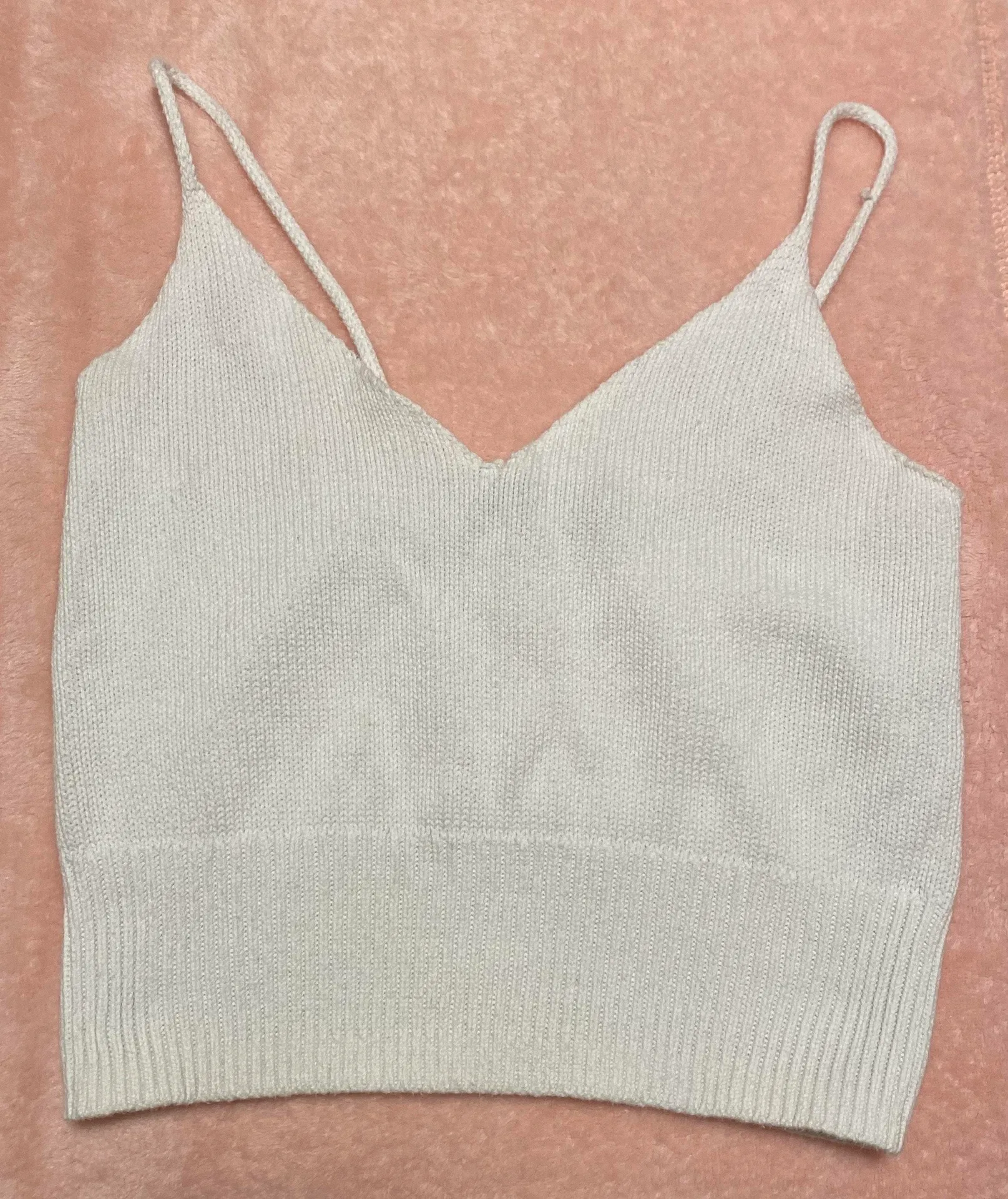 Brandy Melville Knit White Tank Top Crop - Image 2