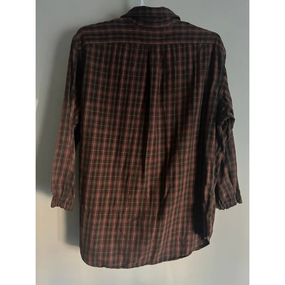 Button Up Classic Fit Shirt Womens Size Large Plaid - Image 2