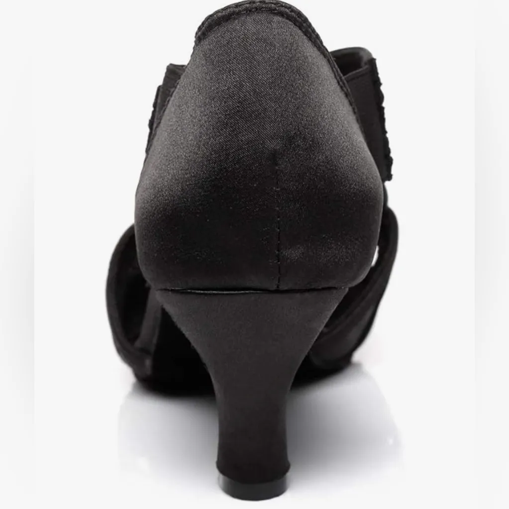 NEW Ballroom Dance Rhinestone Latin Salsa Performance Heels Shoes 8.5 Black - Image 6