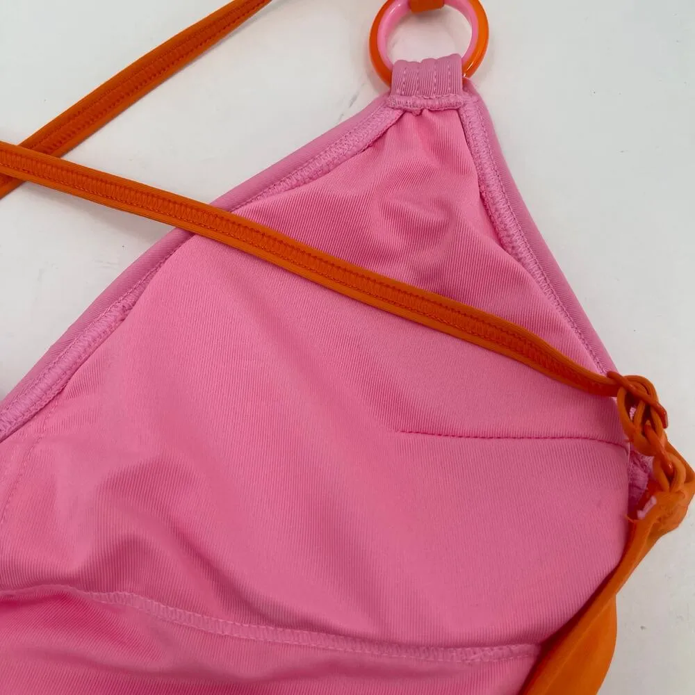 KATE SPADE Swimsuit SZ Small NEW Plunging V-Neck One Piece Orange Surf Pink NWOT - Image 10