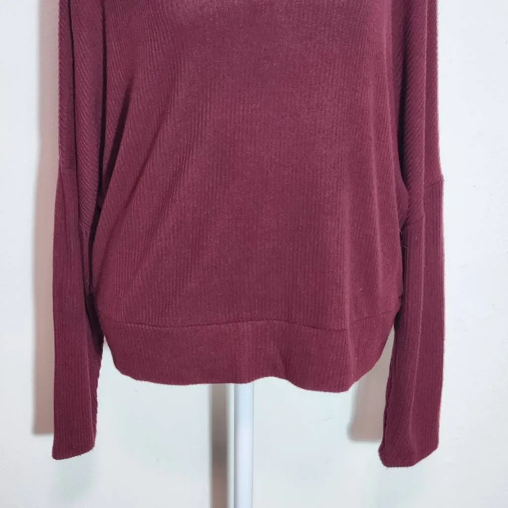 Auden Oxblood Ribbed Knit Lounge Top NWT Size Large Burgundy Knit Top Red - Image 4