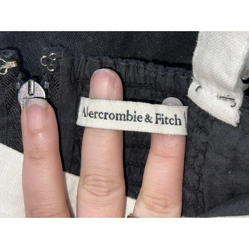 Abercrombie & Fitch Black White Linen Sleeveless Sundress Mini Dress Size Medium - Image 3