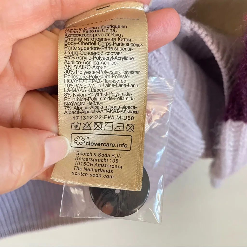 NWT Scotch & Soda Striped Fuzzy V Neck Slouchy Cardigan Size M - Image 11