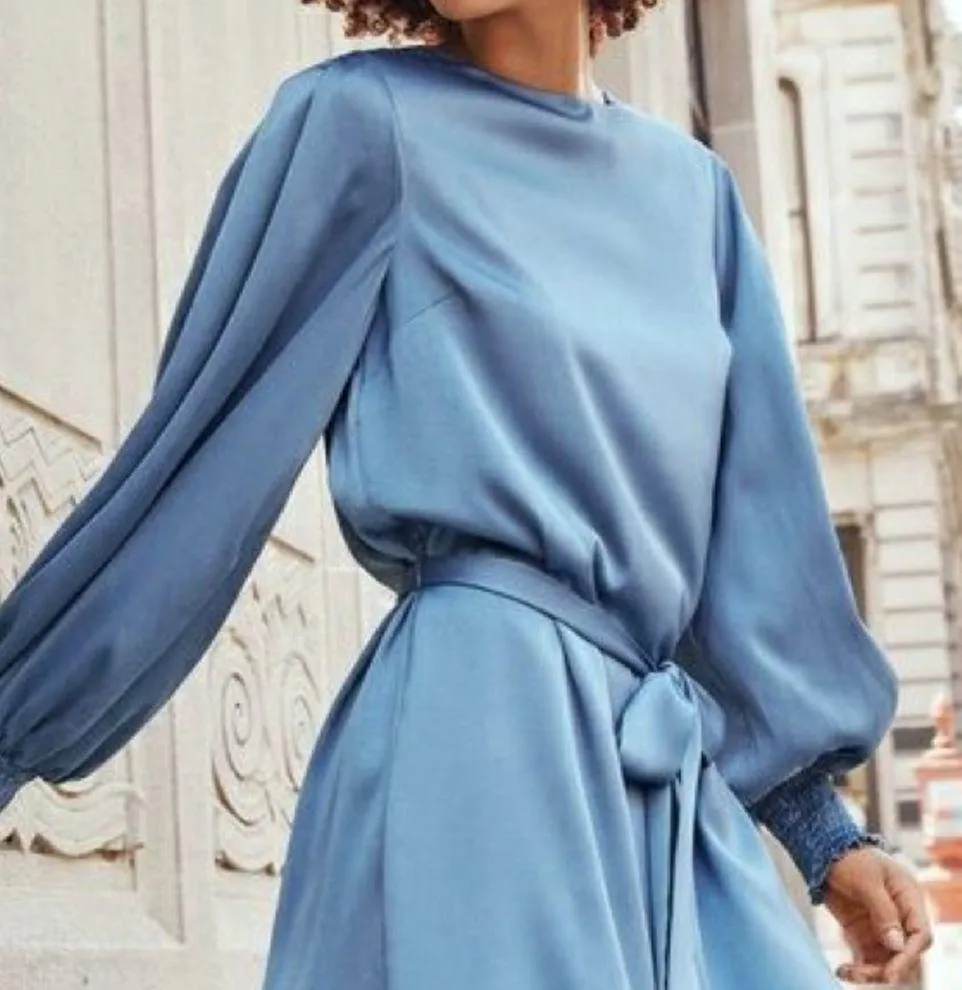 Skylar Rose Blue Satin Dress - Image 3