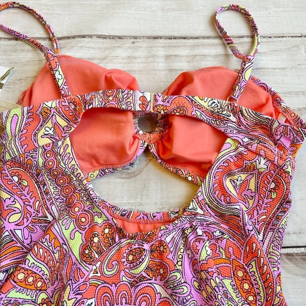 Jessica Simpson Flower Child O-Ring Cutout One-Piece Swimsuit Size M NWT - Image 7