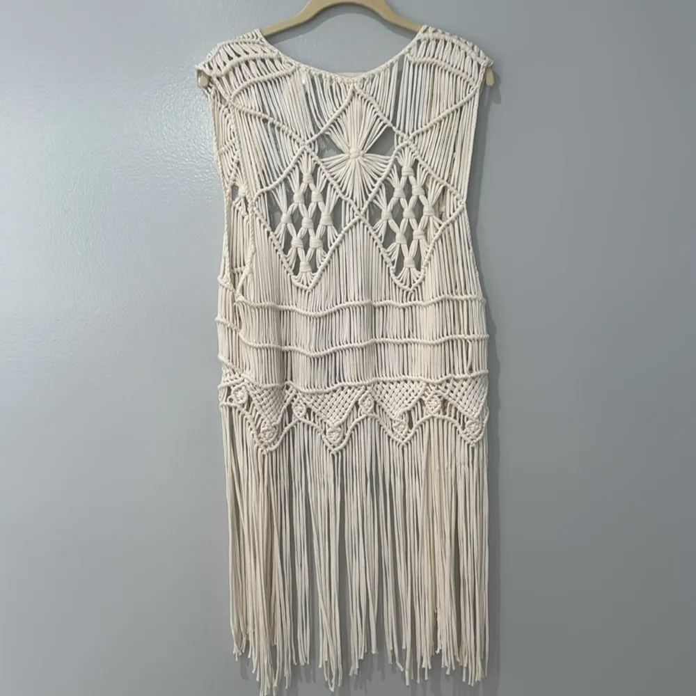 H&M Coachella Fringe Vest Women's Festival Concert Bohemian Sz M Crotchet - Image 7