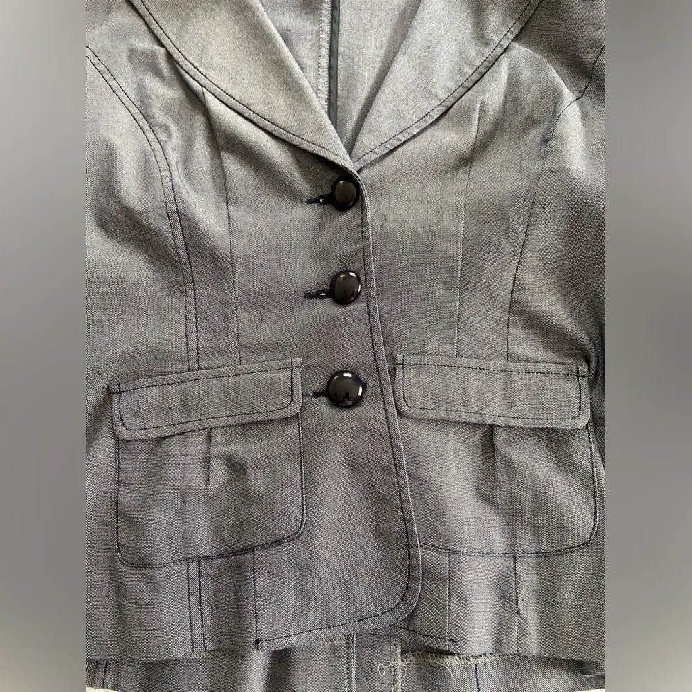 Ava and Grace Blazer Blue Heather 3/4 Sleeve Cropped 3 Button​​ Size 8 - Image 5