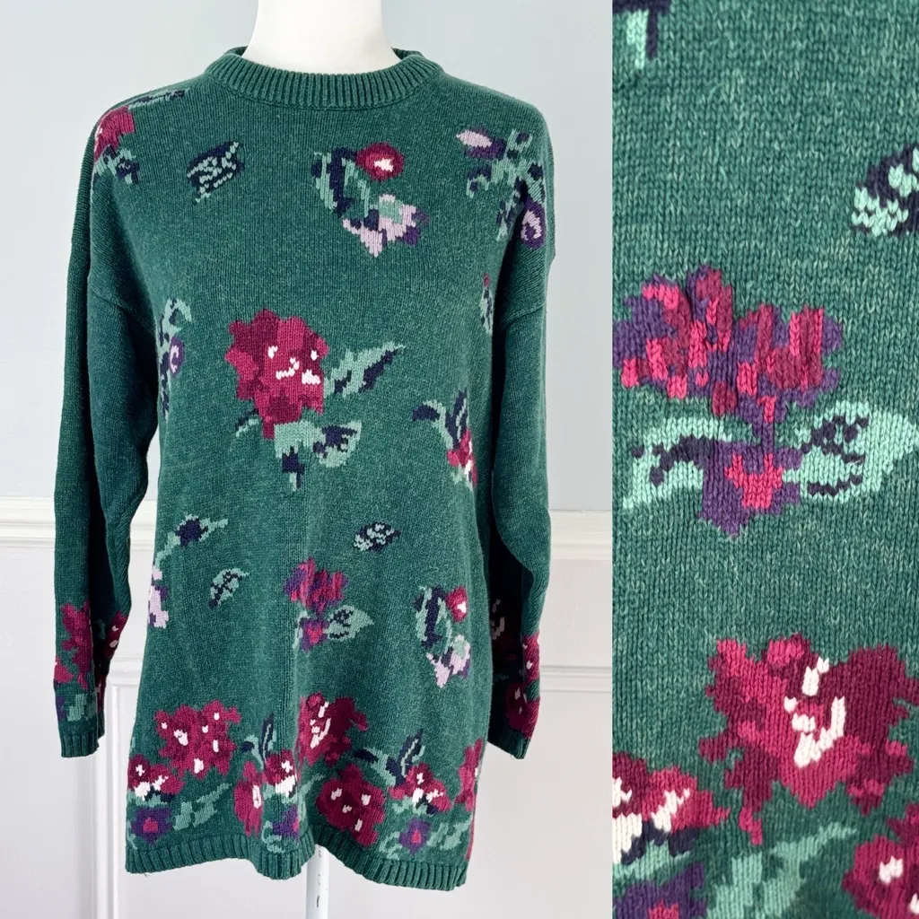 Vintage Northern Reflections Floral Sweater 100% Cotton Cottagecore Grandmacore - Image 2