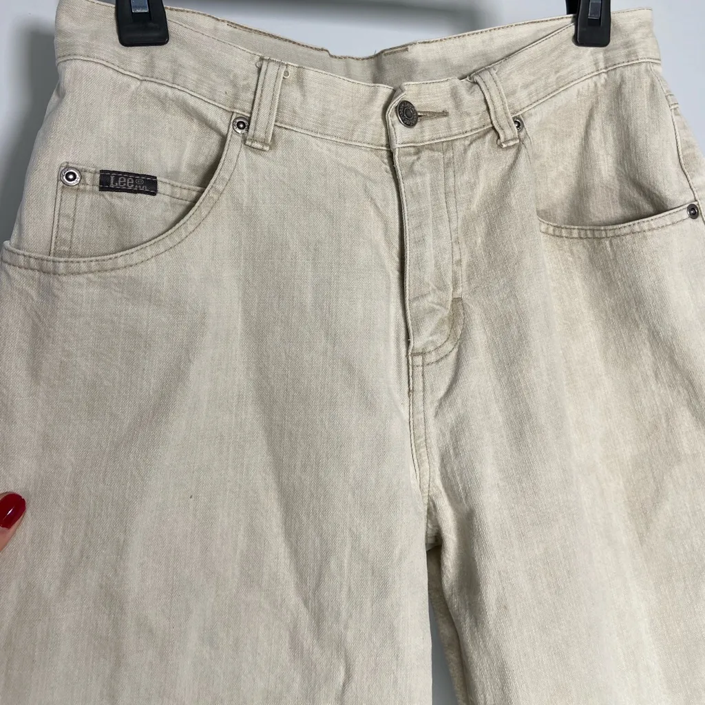 Vintage Lee White Denim Boyfriend Jeans Straight Leg High Rise Preppy Old Money - Image 3