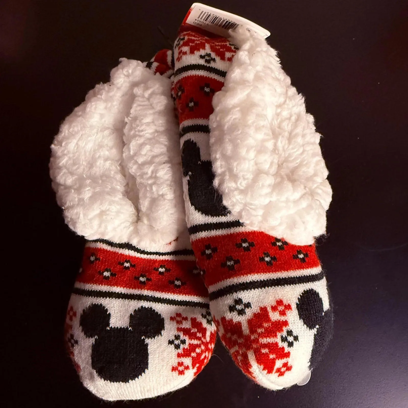Disney Mickey Mouse Holiday Slippers NWT Sherpa Lined Cozy House Shoes - Image 3