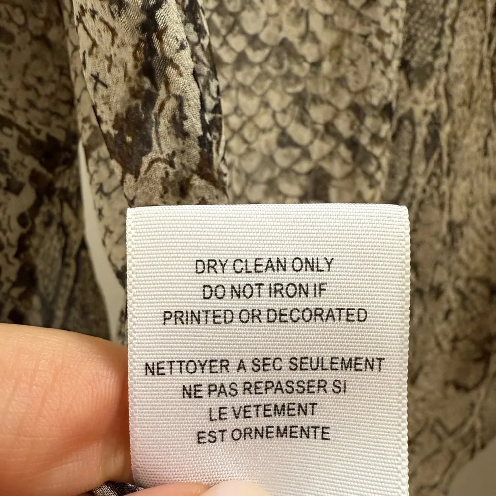 EQUIPMENT FEMME 100% Silk Python Print Button Up Blouse Semi Sheer Blouse Small - Image 7