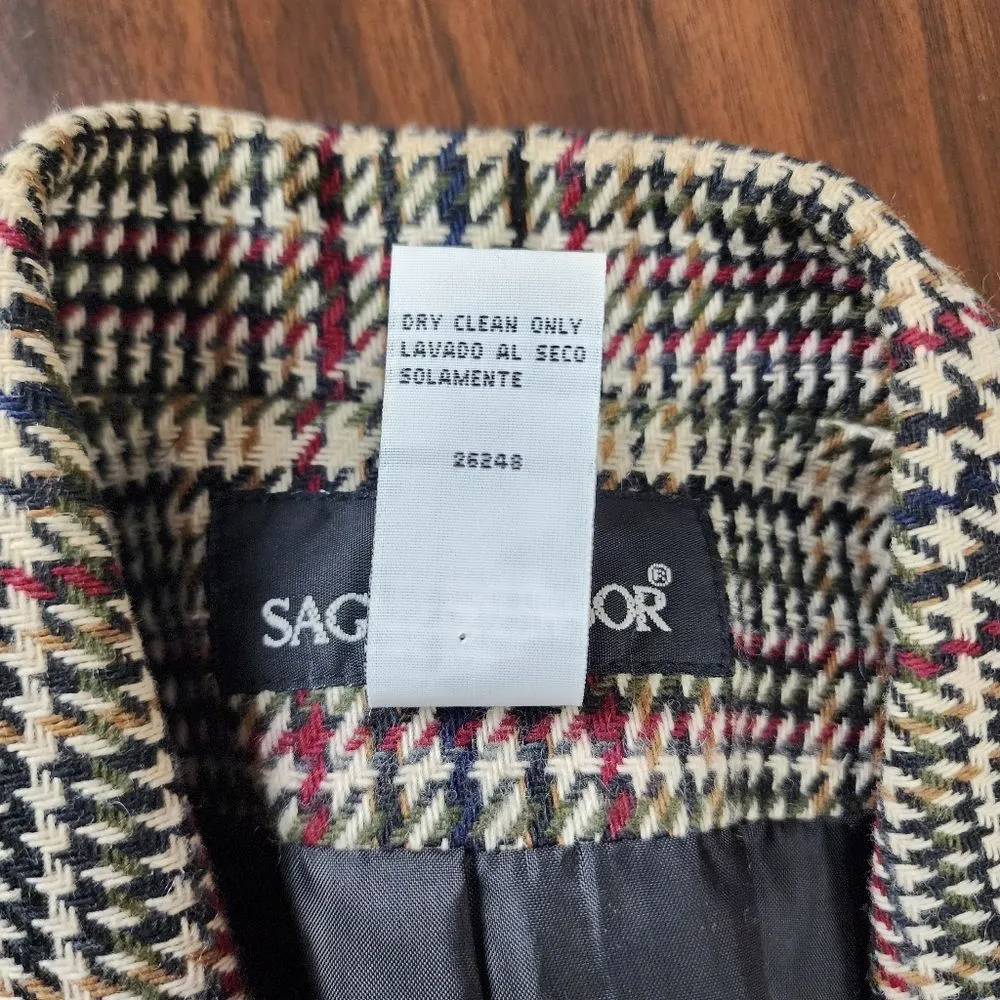 Sag Harbor Plaid Blazer Wool Blend Houndstooth Eclectic Grandpa Jacket Size 14 - Image 11
