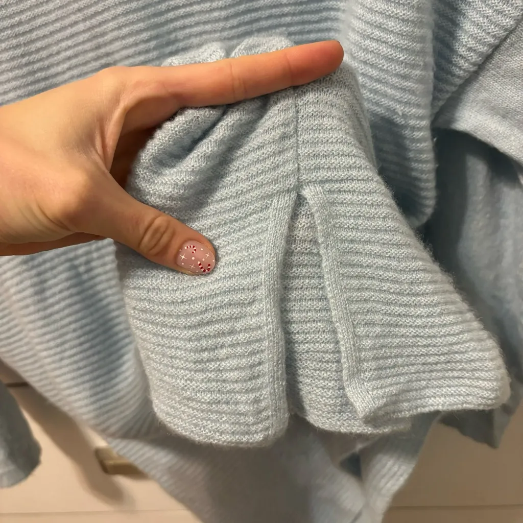 Pura Cashmere Light Blue Ribbed Sweater Size M - Image 5