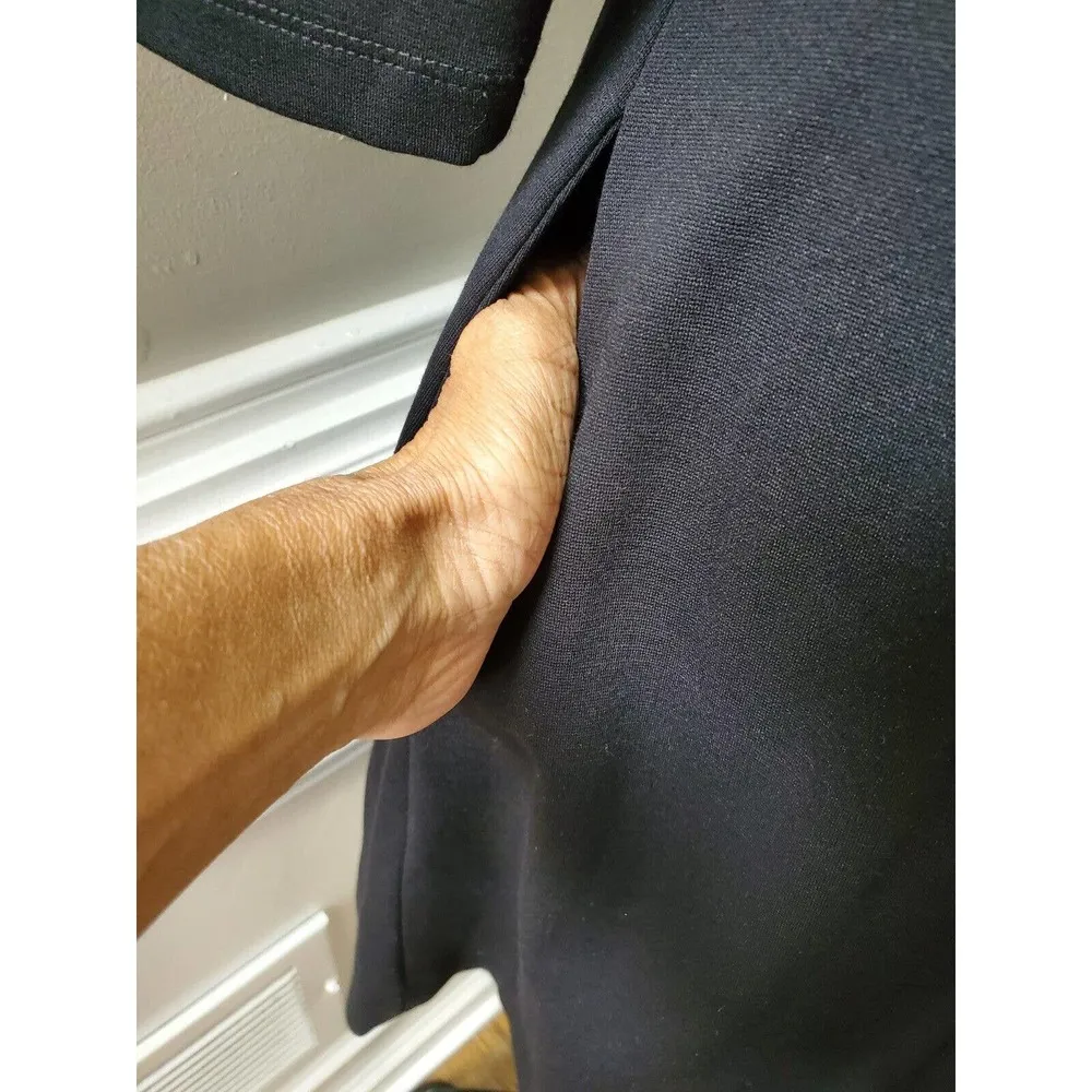 Banana Republic Women's Black Viscose Round Neck Long Sleeve Knee Length Dress 4 - Image 8