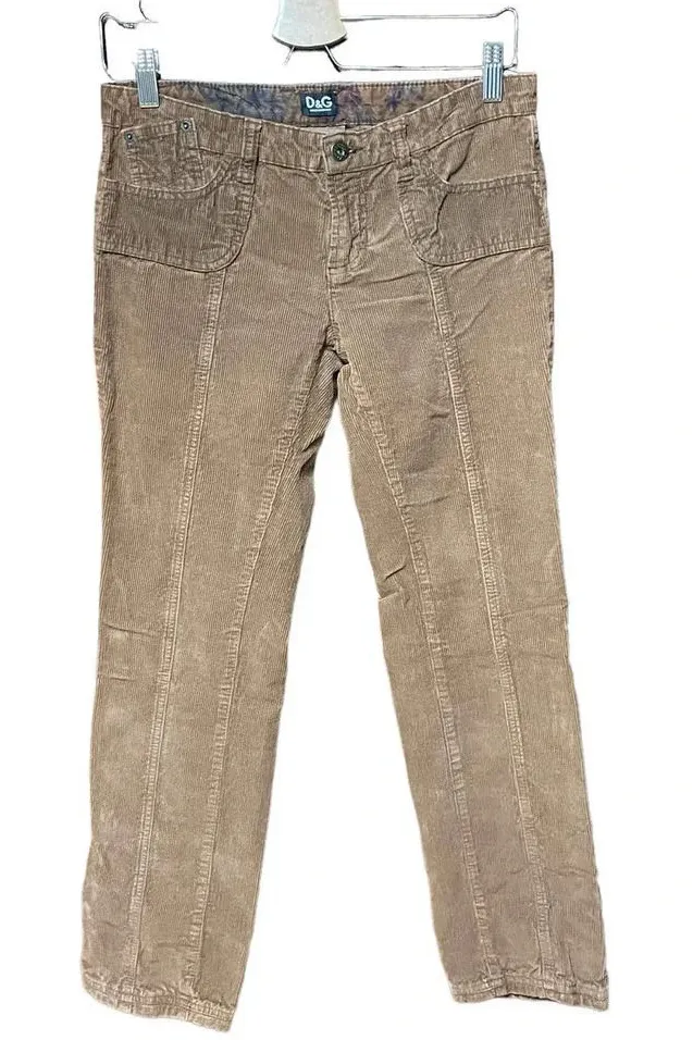 Dolce & Gabbana Lovely Corduroy Brown Straight Y2K Pants Size 40 / 26 - Image 1