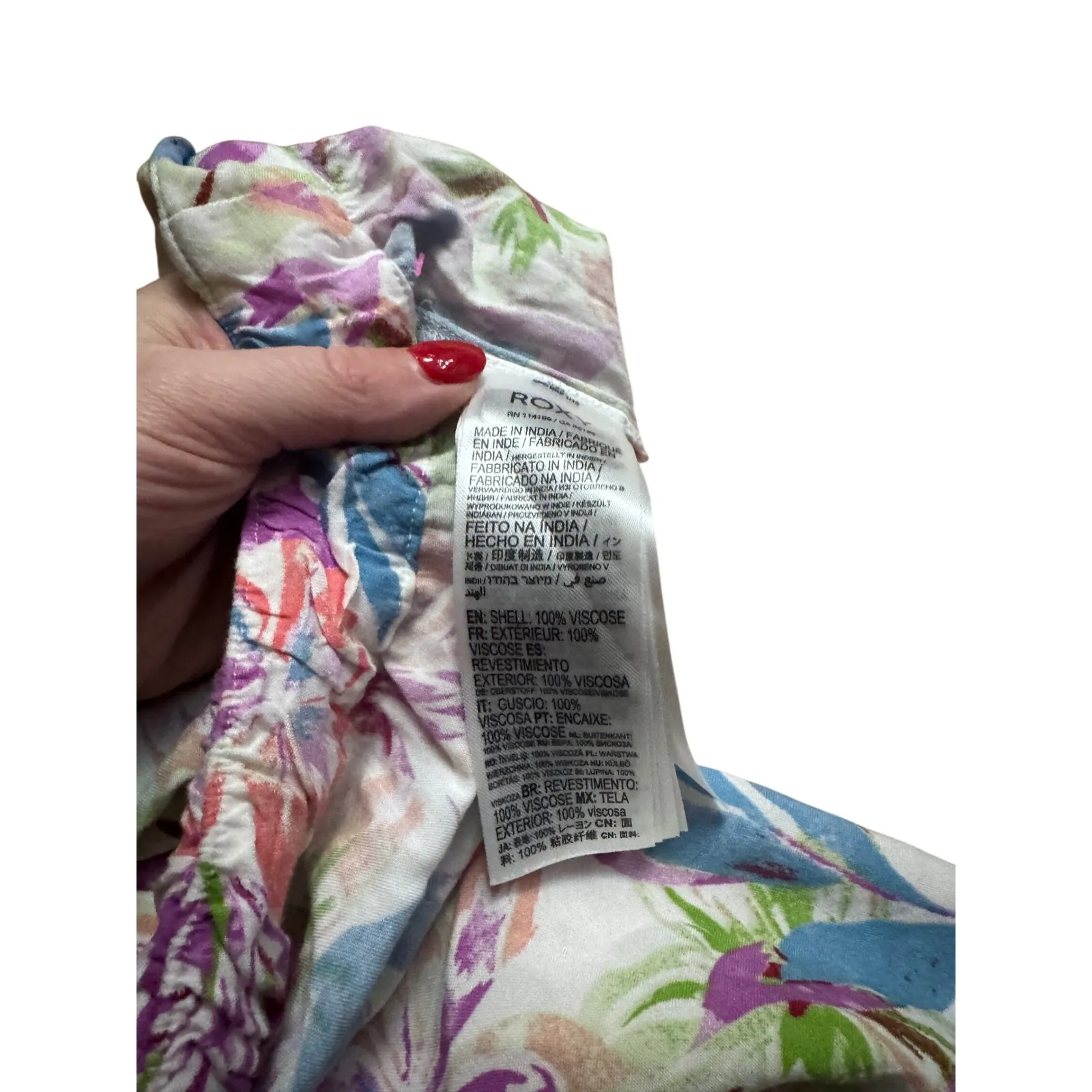 ROXY Womens Floral Wide Leg Lounge Pants Lightweight Boho Casual Costal Size M - Image 5