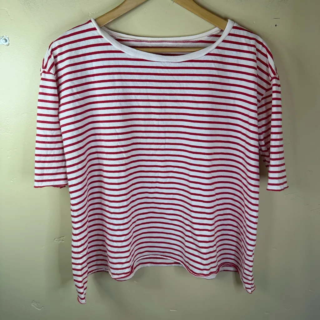 Frank & Eileen Josephine French Tee in White Double Decker Red Size Med Womens - Image 4