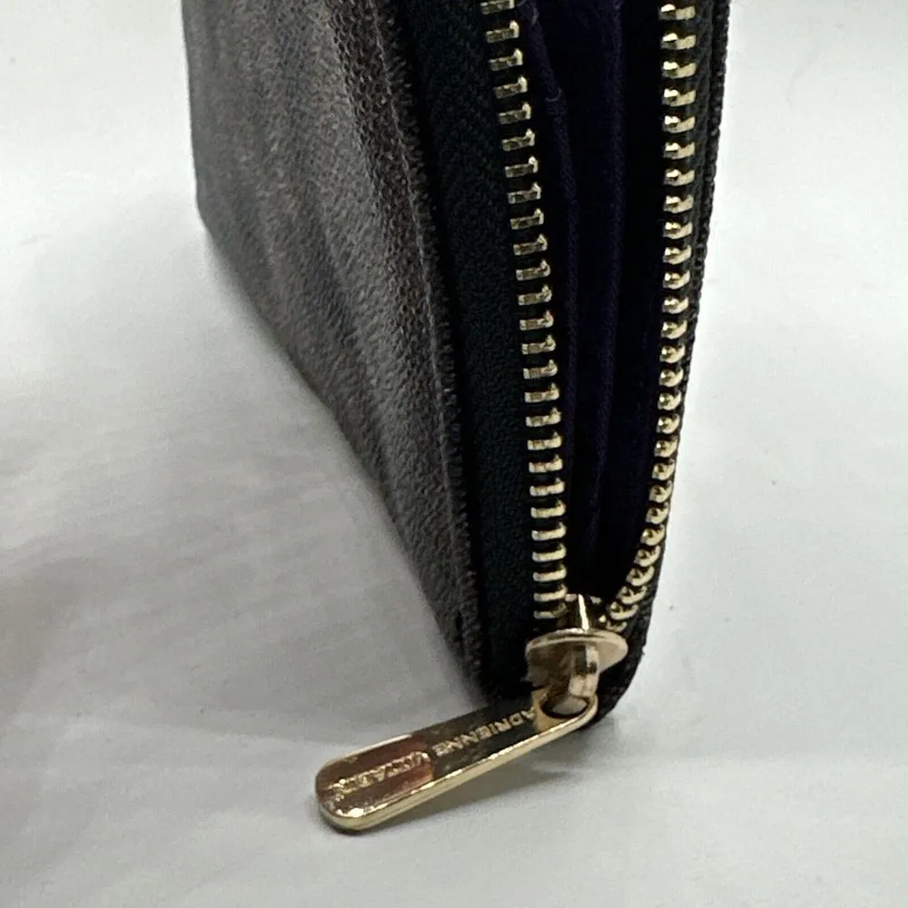 Adrienne Vittadini Womens Black Long Zip Around Wallet CC Slot Cheetah Pebbles - Image 3