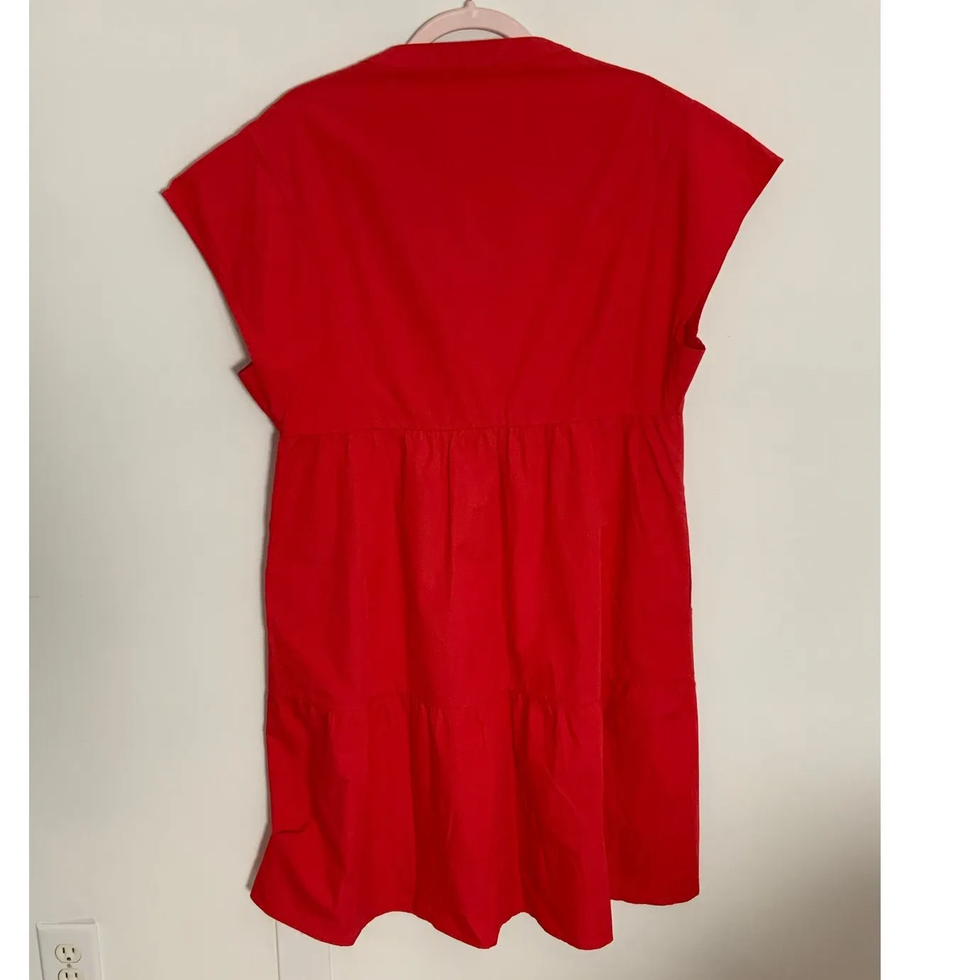 Frances Valentine Breezy Mini Dress in red cotton poplin $228 size large - Image 7
