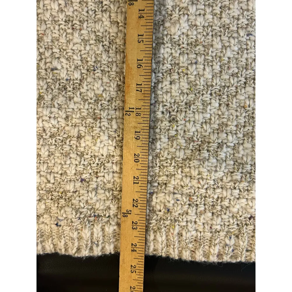 Zara Knit V neck Medium Sweater Oversized Boxy Cream Boho Layering - Image 8