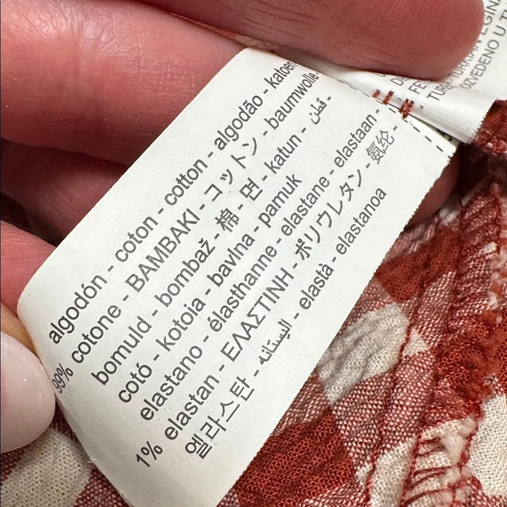 Zara Gingham Check Midi Skirt Red White Small - Image 7