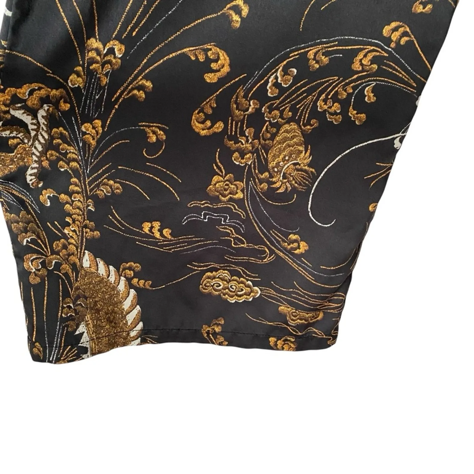 Natori Black Gold Print Drawstring Pajama Lounge Pants size large - Image 3