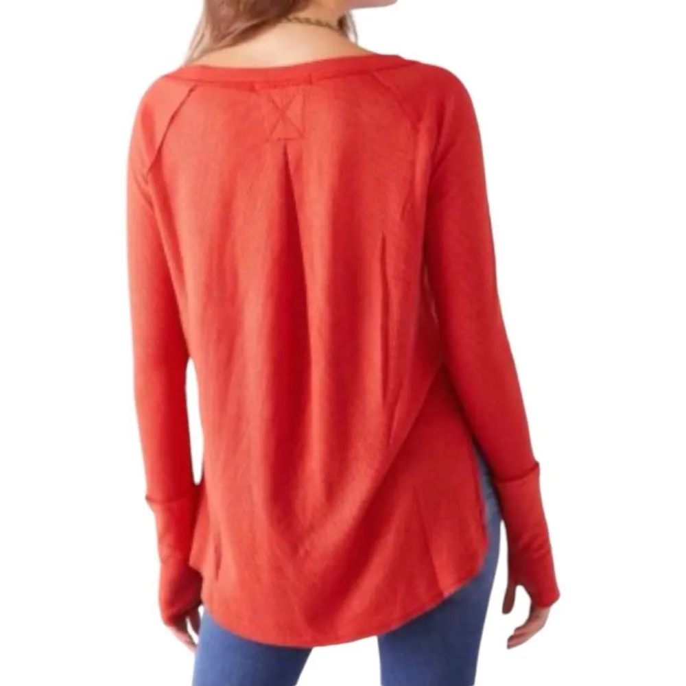 We The Free Free People Pullover Top Womens Thermal Small Oversized Orange Boho - Image 9