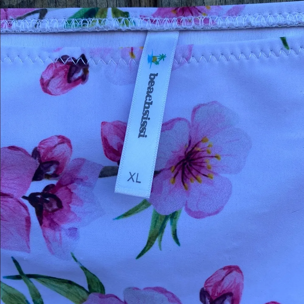 Floral Pink Bikini Bottom White Size XL - Image 2