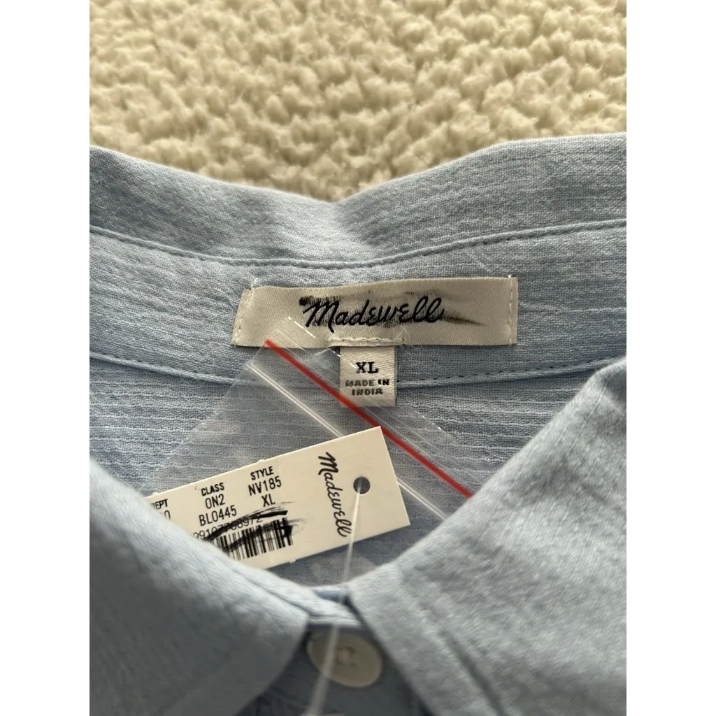 Madewell $98 Cotton Double Gauze Oversize Shirt Pool Blue Size XL #NV185 - Image 12