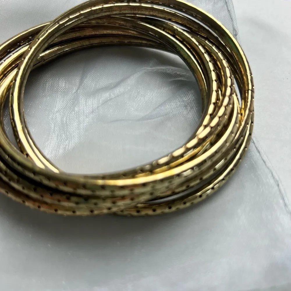BRASS or Gold Toned Interlocking Bangle Bracelet - Image 5