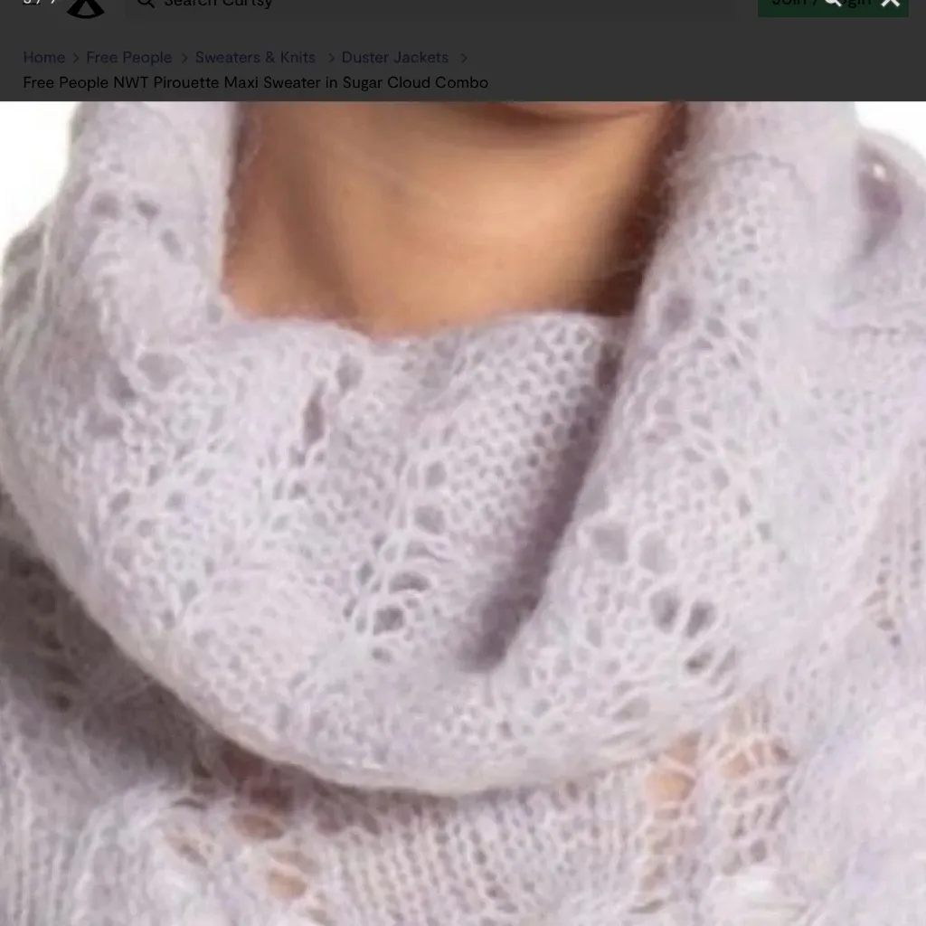 Free People Pirouette Cowl Neck Maxi Sweater in Sugar Cloud Combo sz Med/Lg NWT - Image 6