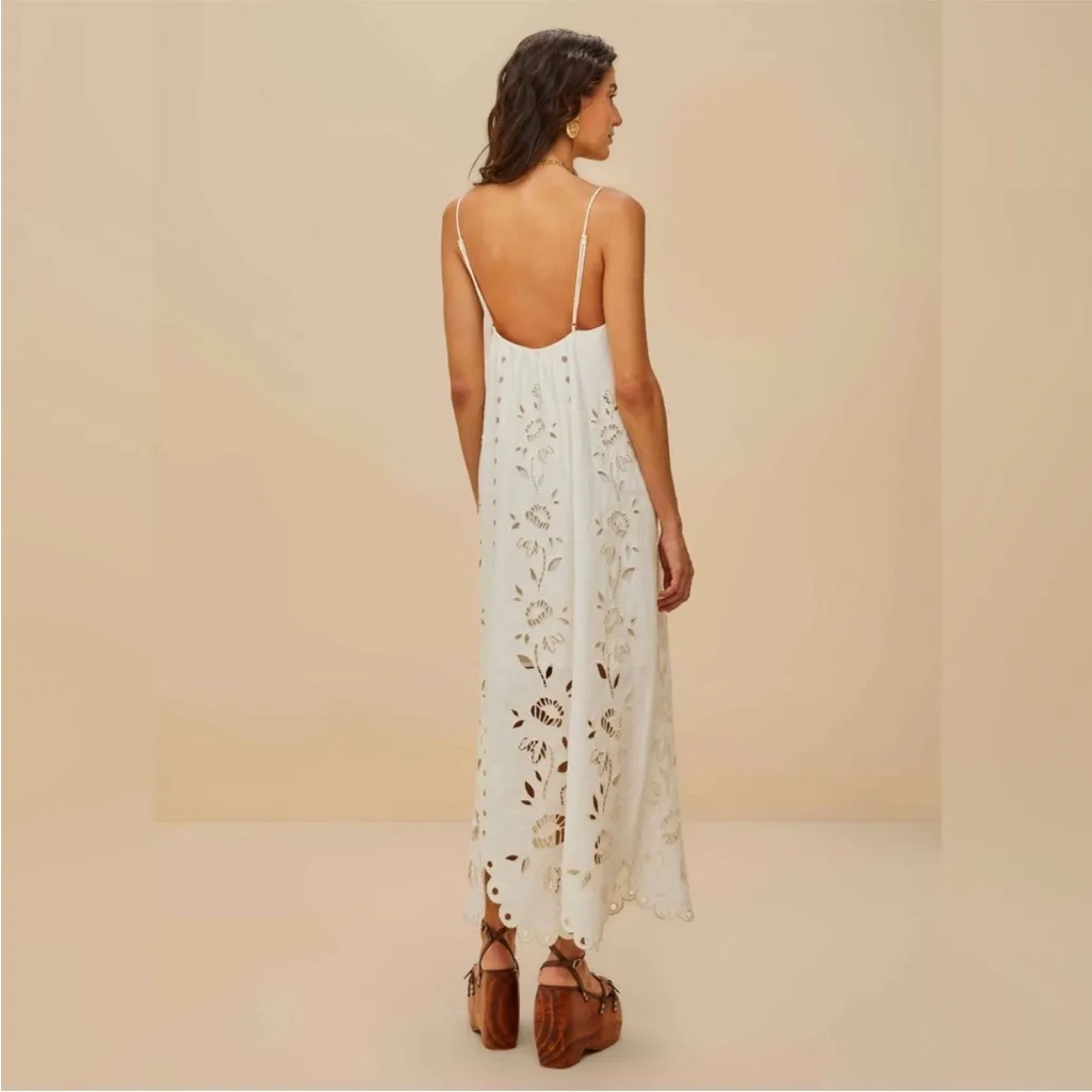 Farm Rio Off-White Richelieu Euroflax Maxi Dress S - Image 8