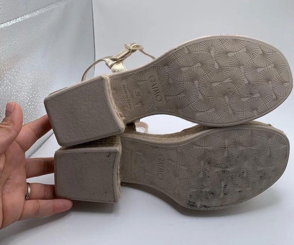 Eric Michael argento Sandals gold platform ankle strip Spain size 38 US 7.5 786 - Image 10