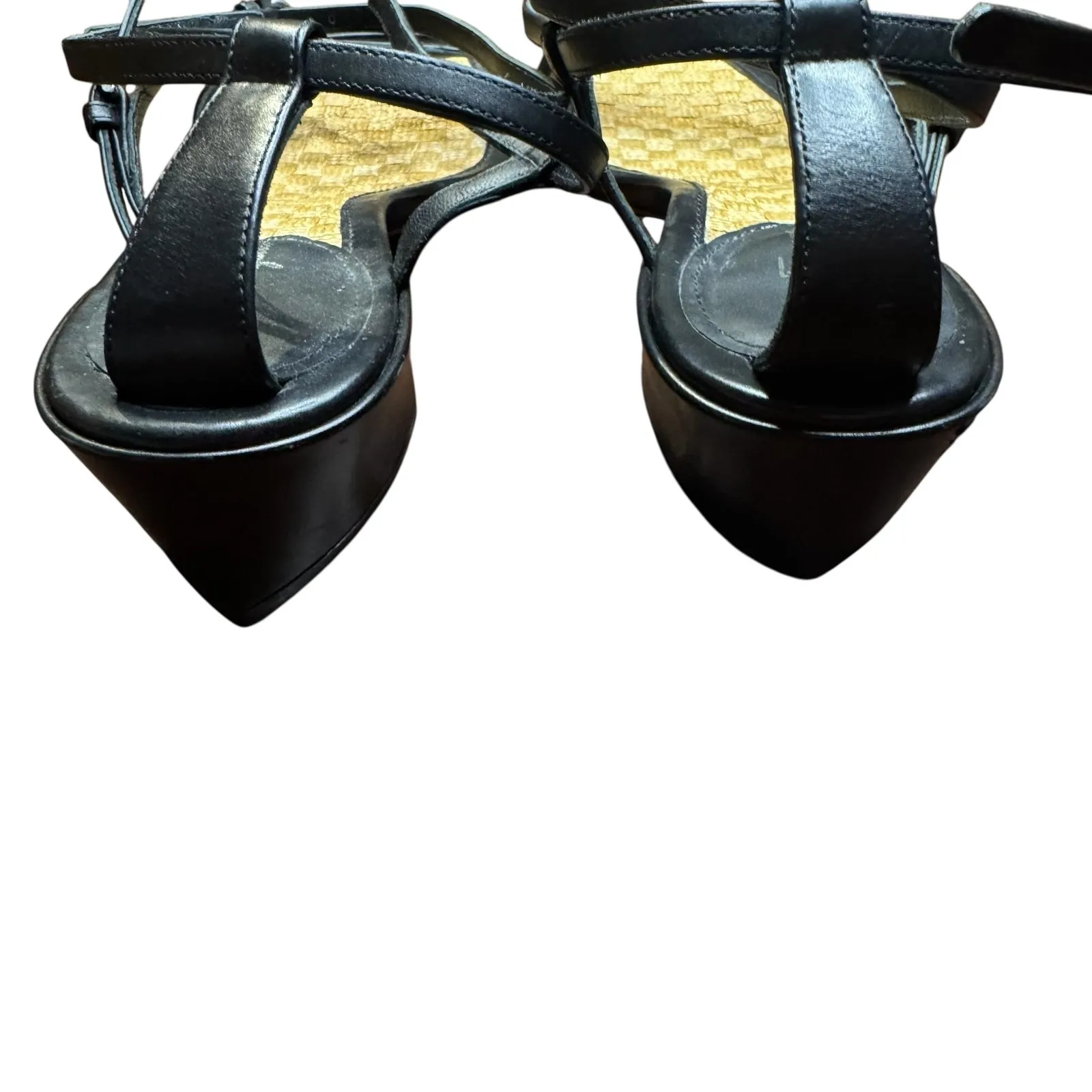 Salvatore Ferragamo Shoes Womens Size 6 Black Leather Wedge Sandals Made‎ Italy - Image 7