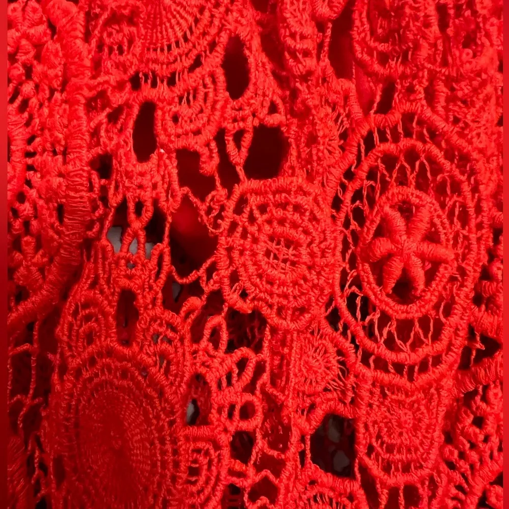 NWT Tularosa Amelia Red Lace Crochet Cropped Off The Shoulder Blouse Top M - Image 6